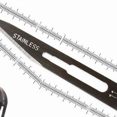Collage of Excel Blades surgical blades.