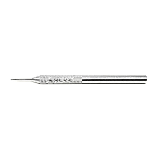 fixed point scribe tool with a silver aluminum body and a steel tip, designed for etching, marking, and scoring.