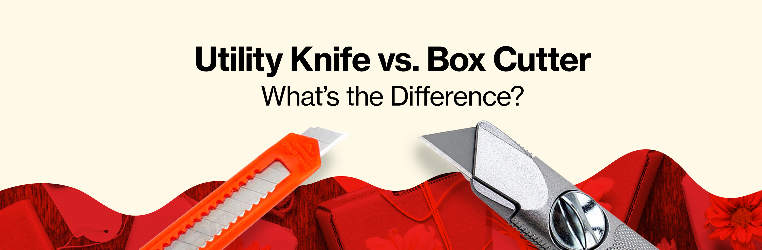 Excel Blades utility knife and box cutter next to each other.
