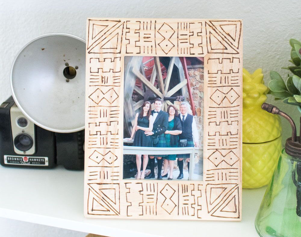 DIY MUD CLOTH WOOD BURNED FRAME by ClubCrafted