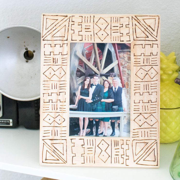 DIY MUD CLOTH WOOD BURNED FRAME by ClubCrafted