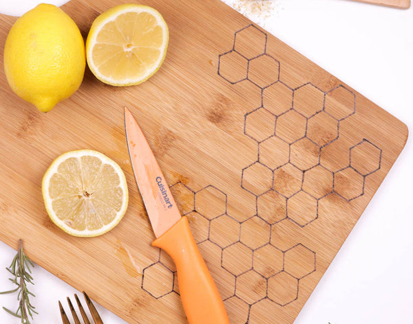 DIY Honeycomb Wood Burned Cutting Board by ClubCrafted