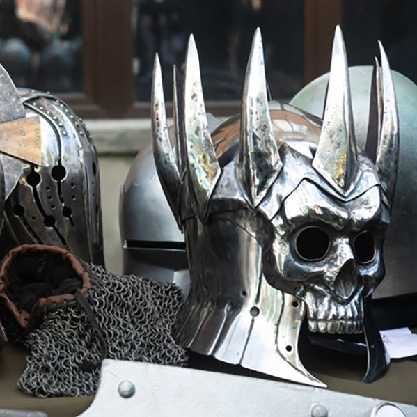 cosplay helmets on table