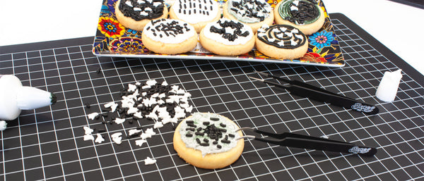 decorating cookies with tweezers