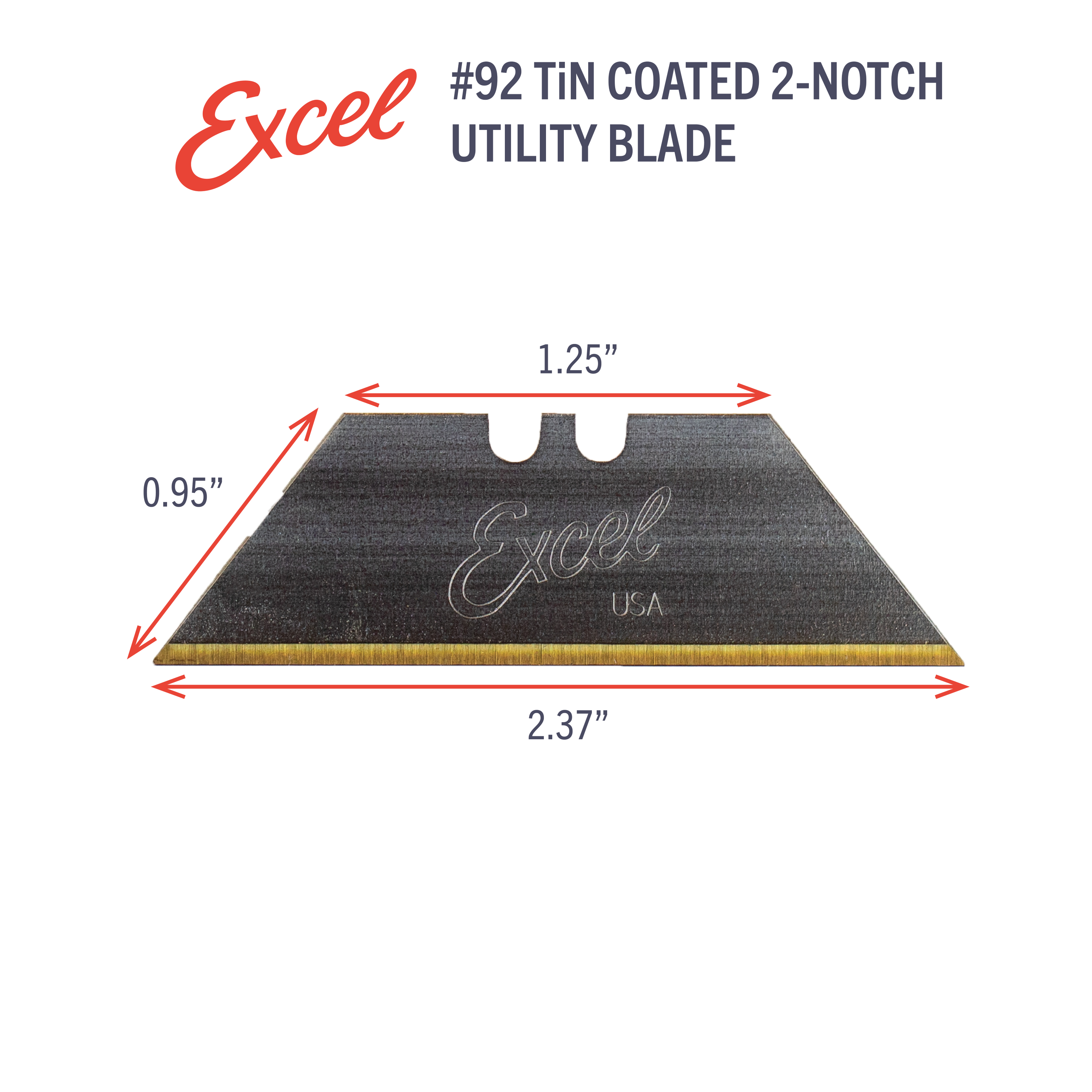 #92 TiN Coated HD 2-Notch Utility Blade