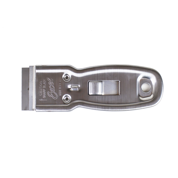 Metal Safety Scraper, aluminum tool with razor and retractable mechanism